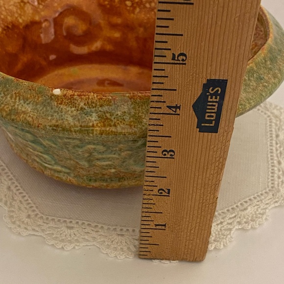 Haeger USA Planter 256 Round Brown Green Clay White Drip Glaze Ceramic Pottery - Picture 4 of 4